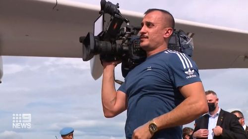 Nine News cameraman Ghaith Nadir left Indonesia as a refugee 11 years ago, and this week returned with the Prime Minister for his official visit.