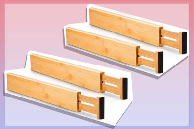 9PR: Utoplike 4 Pack Bamboo Kitchen Drawer Dividers, Adjustable Drawer Organizers, Spring Loaded, Works in Kitchen, Dresser, Bathroom, Bedroom, Baby Drawer, Desk