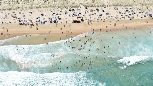 An aerial view of Green Hills Beach near Cronulla yesterday.