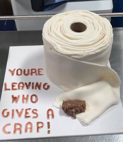 Toilet paper roll cake made from Coles mud cakes