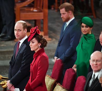 Prince William, Duke of Cambridge, Catherine, Duchess of Cambridge, Prince Harry, Duke of Sussex and Meghan, Duchess of Sussex attend the Commonwealth Day Service 2020 on March 9, 2020 in London, England. (Photo by Phil Harris - WPA Pool/Getty Images)