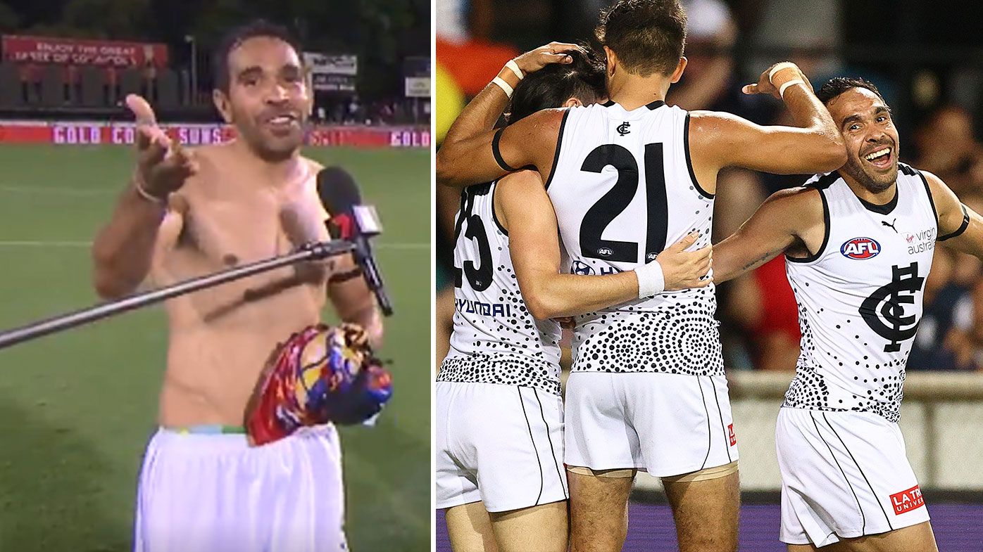 'Now go to bed!': Eddie Betts' hilarious message to son after breaking goal-drought in win over Gold Coast