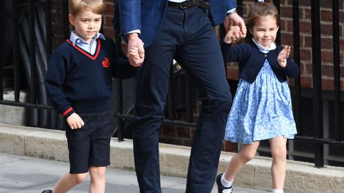 Prince George and Princess Charlotte were taken to the Lindo Wing to visit their new brother. (PA/AAP)