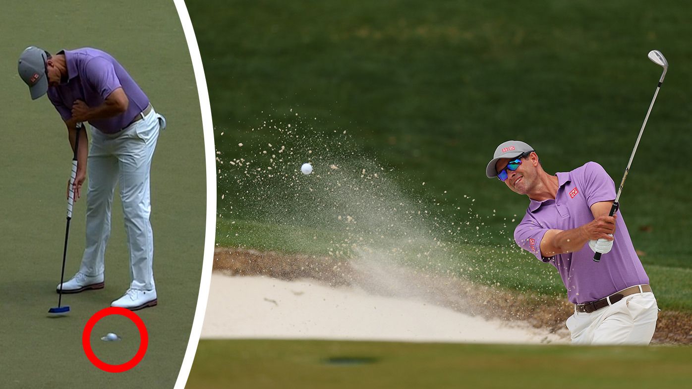 Adam Scott went bunker hopping, and missed this short putt in his final round of the Wells Fargo.