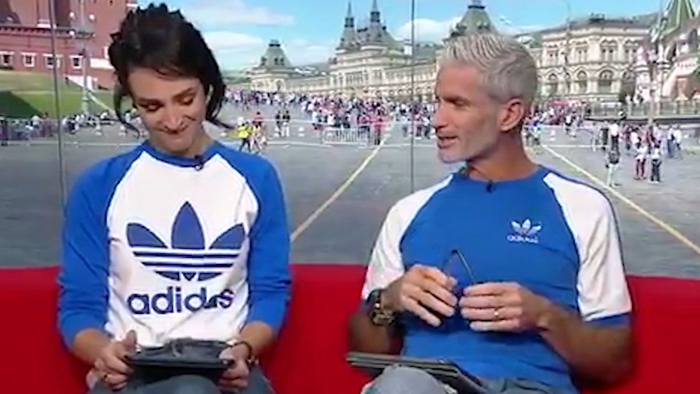 SBS World Cup presenters Lucy Zelic and Craig Foster choke back tears during broadcast over social media abuse
