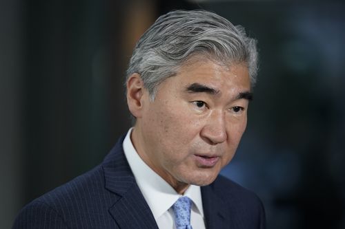 US Special Representative for North Korea, Sung Kim, speaks after a meeting with South Korea's Special Representative for Korean Peninsula Peace and Security Affairs Noh Kyu-duk, Monday, Oct. 18, 2021, at the US State Department in Washington.