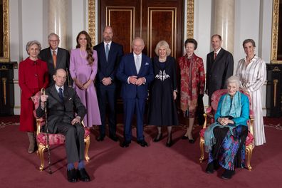 King Charles, Queen Camilla, Prince William and Catherine, the Prince and Princess of Wales, the Duke and Duchess of Edinburgh, the Princess Royal, the Duke and Duchess of Gloucester, the Duke of Kent and Princess Alexandra at Buckingham Palace to mark the centenary of Queen Elizabeth II on April 21, 2026.
