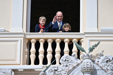 Prince Albert II of Monaco with his children Prince Jacques and Princess Gabriella on Tuesday March 14, 2023, for Prince Albert's 65th birthday.