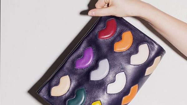 A quirky lip applique clutch from A-ESQUE