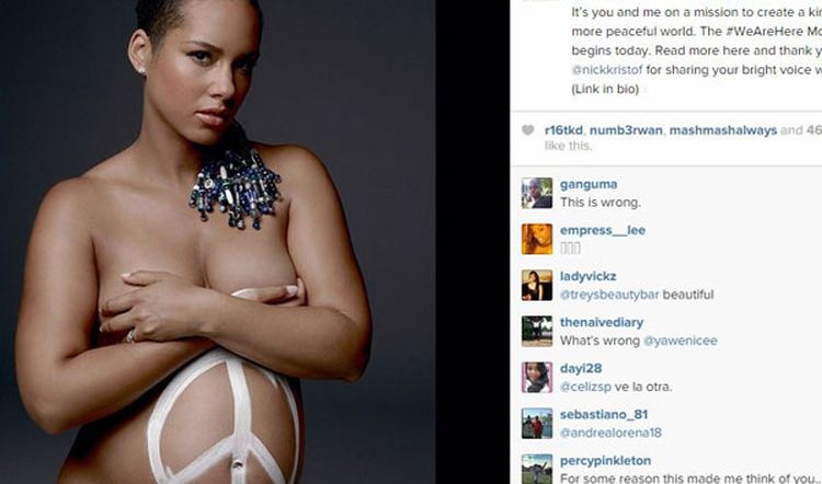 Alicia Keys Pregnant And Naked - Pregnant Alicia Keys poses nude to 'get people's attention' for charity -  9Celebrity