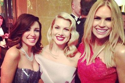 Here comes trouble! <I>X-Factor</I> gals Danni and Nat strike a pretty pose with Sonia Kruger...