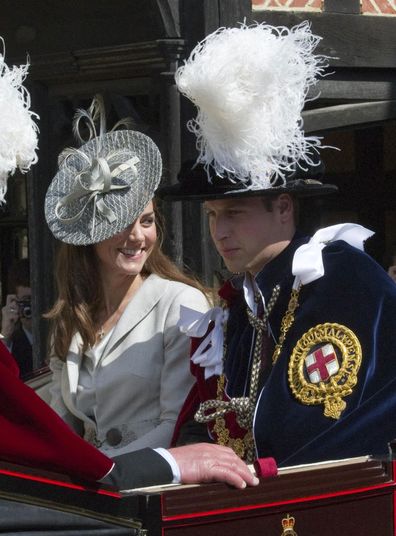 Kate Middleton and Prince William Sport Fancy Headwear for Garter Day  Ceremony