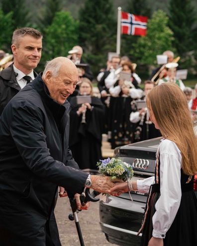 King Harald V of Norway during a tour of Vestland on May 26, 2026.