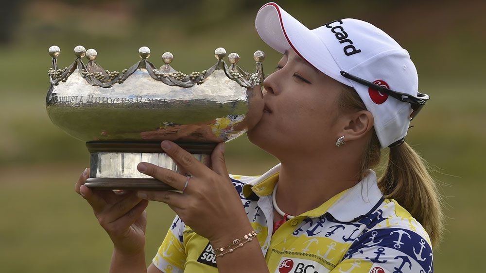 Korea's Ha Na Jang celebrates after winning the women's Australian Open. (AAP)