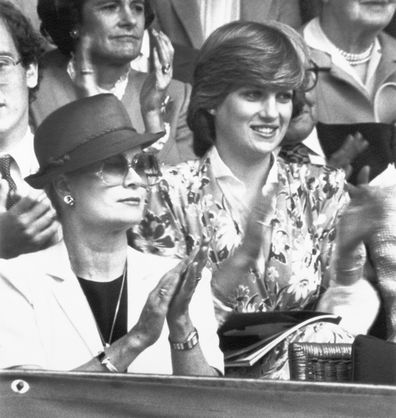 Princess Diana and Princess Grace clapping as they watched the Men's Singles final between John McEnroe and Bjorn Borg.