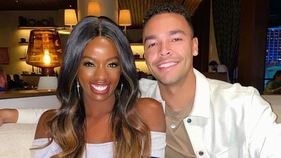 Justine Ndiba with Caleb Corprew who met on Love Island USA Season 2