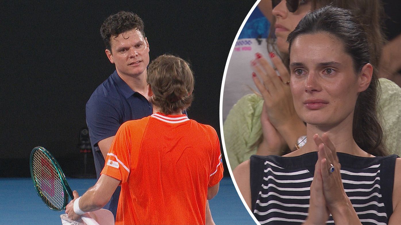 Milos Raonic&#x27;s wife was in tears as her husband retired injured from his first round match against Alex de Minaur.