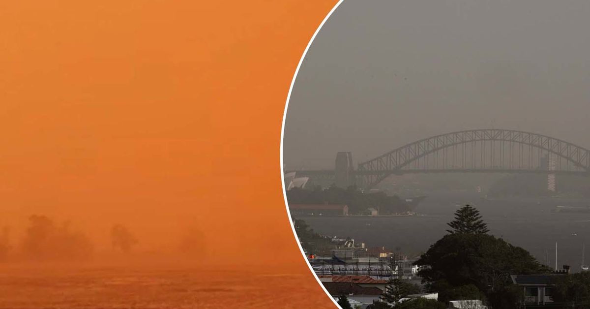 Dust haze from wild South Australian storm shrouds Sydney