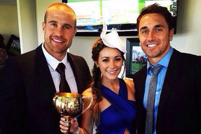 The pair were photographed at the Gold Coast Turf Club Melbourne Cup party back in November.<br/><br/>@lisa_m_hyde: Just holding the winning cup #nobigdeal not bad company either! #MelbourneCup