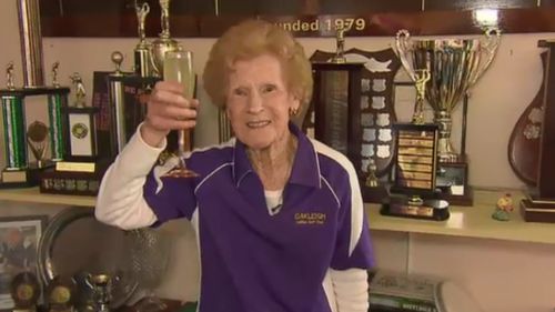 Cheers to that! Ms Willcox plays golf with her group of girlfriends at Oakleigh Golf Club every Wednesday. (9NEWS)