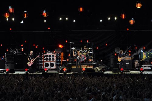 Pearl Jam, pictured performing at Sydney's Big Day Out in 2014, are trying to get young people to vote in the US November midterm elections.