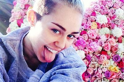 It wouldn't be Miley day without a tongue selfie!
