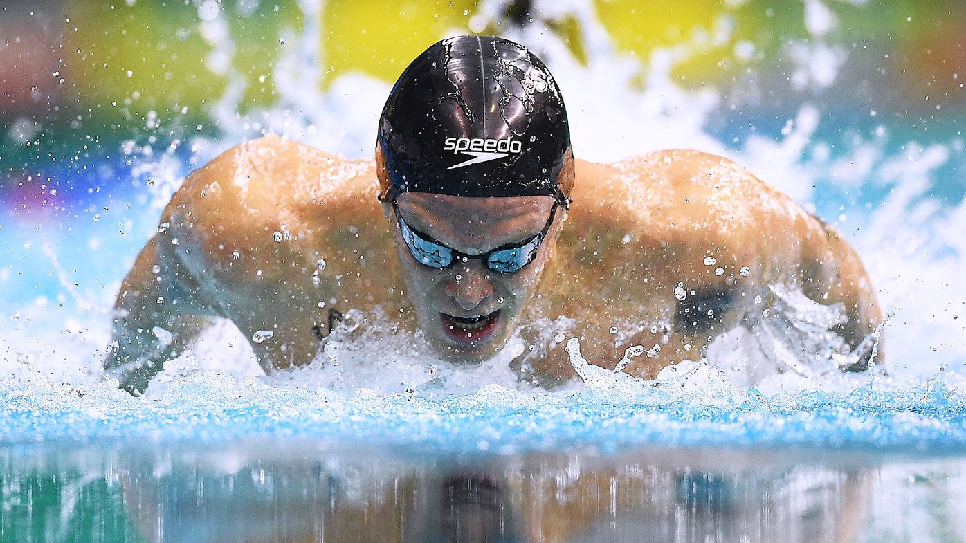 Cody Simpson competes in his Men&#x27;s 100 metre Butterfly heat during the Australian National Olympic Swimming Trials in Adelaide.