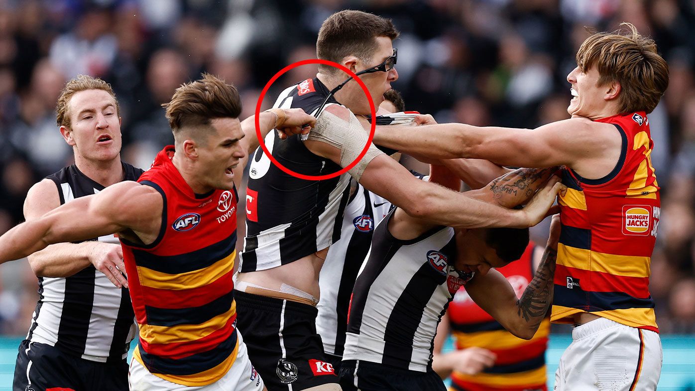 Adelaide midfielder Ben Keays in hot water after ripping off Mason Cox's protective eyewear in brawl
