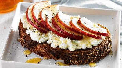 Recipe: <a href="https://kitchen.nine.com.au/2017/07/03/13/31/pear-ricotta-toast" target="_top">Pear and ricotta toast</a>