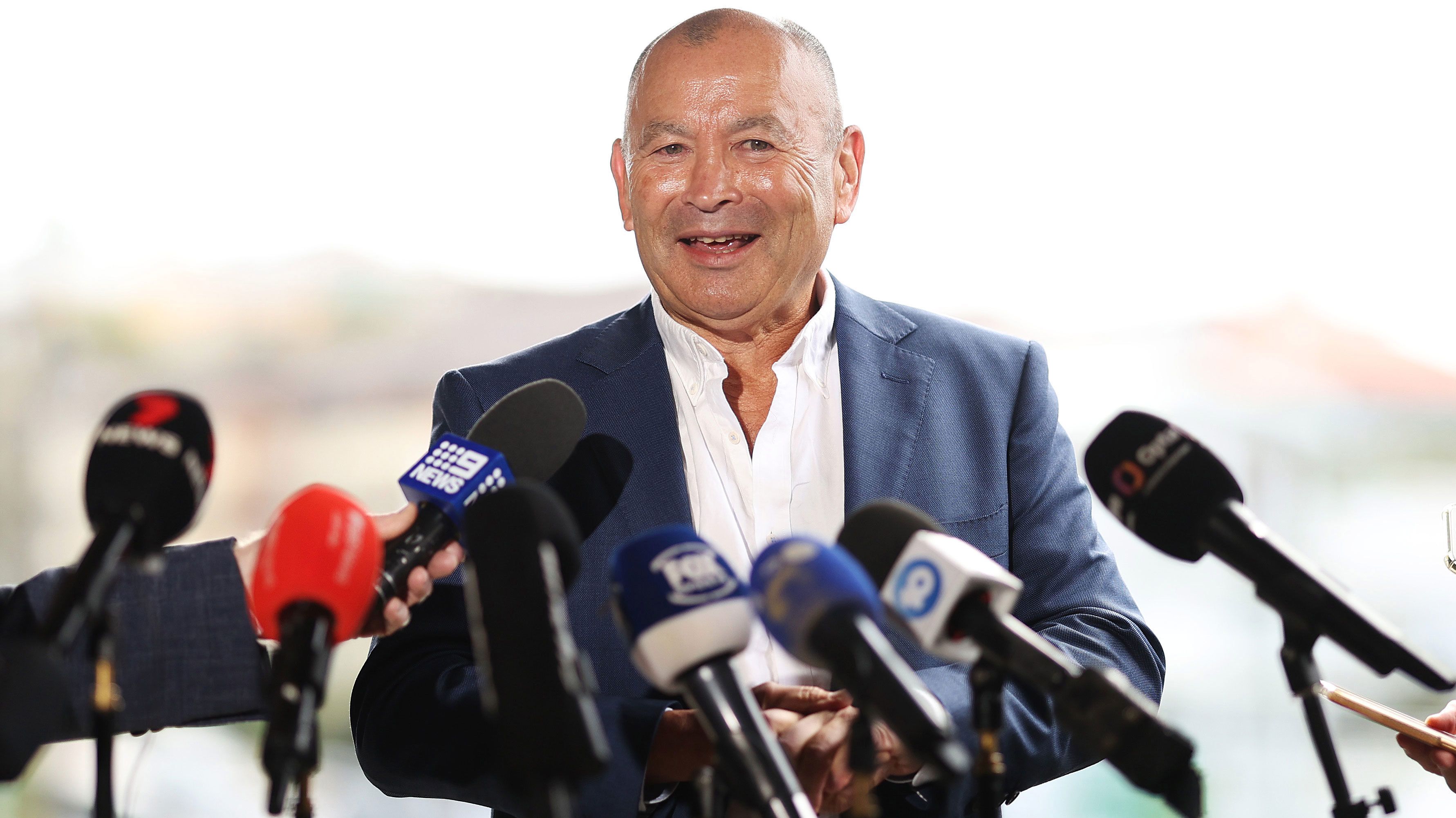 Wallabies head coach Eddie Jones speaks to the media during a Rugby Australia press conference at Coogee Oval. 