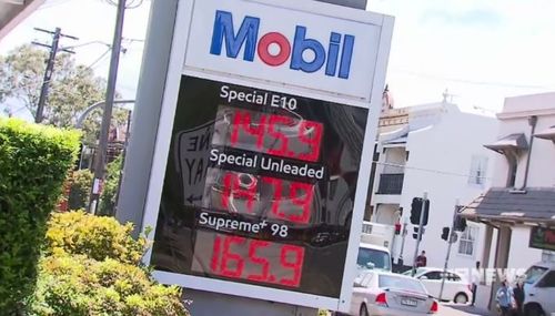 The price is being impacted by tensions in the Middle East and cuts to fuel production. (9NEWS)