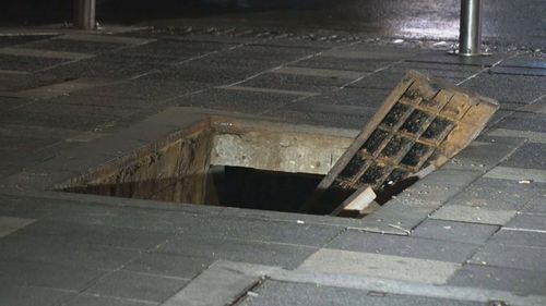 The first of several blasts caused the manhole on Cavill Avenue in Surfers Paradise to blow open