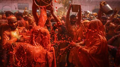 Holi celebrations in Mathura