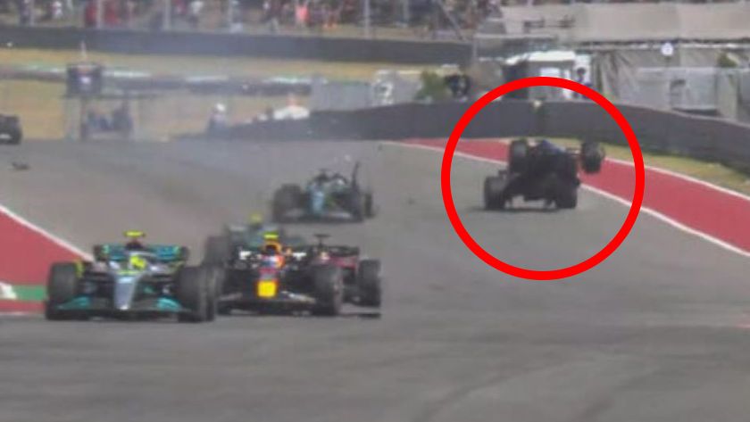 Fernando Alonso somehow finished the US Grand Prix seventh despite this earlier crash with Lance Stroll.