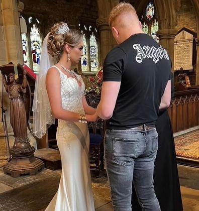 Bride and groom jeans alter 