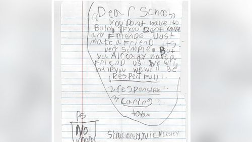 US boy writes letter to primary school bully who spat at him and a friend