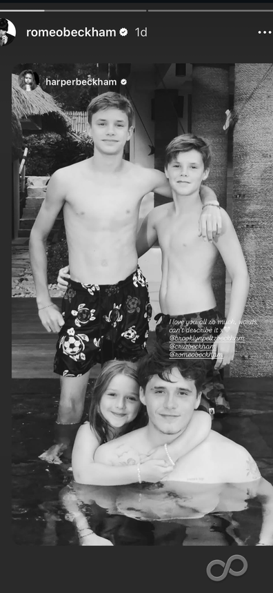 Harper Beckham shared this photo with her brother Brooklyn amid the Beckham family feud