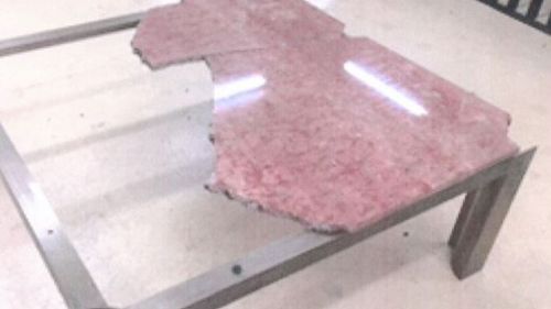 Here is the marble table that was smashed during Tony Abbott's farewell party