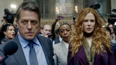 This image released by HBO shows Hugh Grant, from left, Noma Dumezweni and Nicole Kidman in a scene from The Undoing.