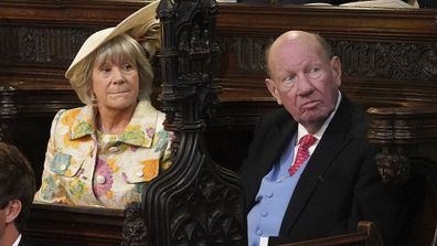 Nicola and George Brooksbank at their son's wedding at St Georges Chapel, Windsor Castle On 12 October, 2018. 