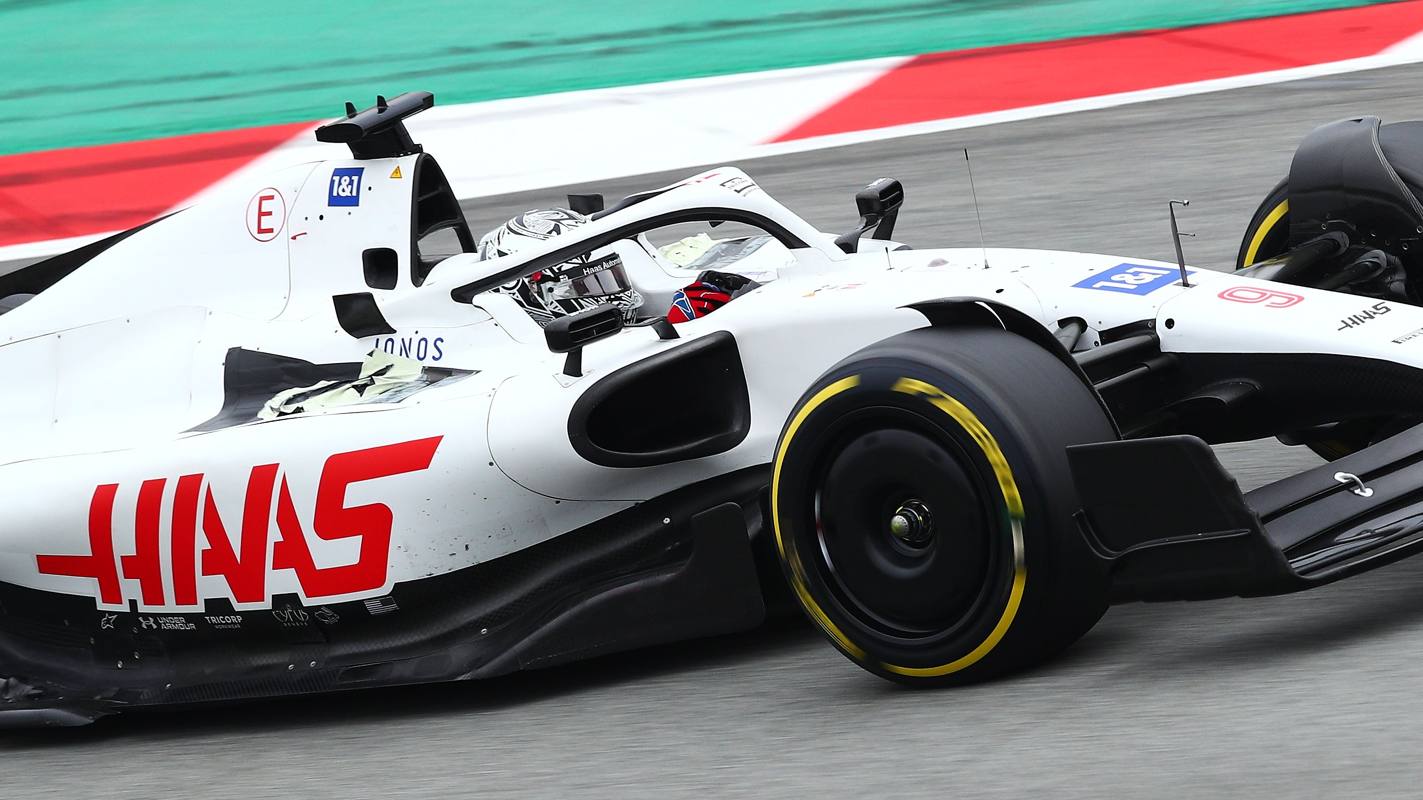 Nikita Mazepin drives the Haas VF-22 during day three of F1 pre-season testing.