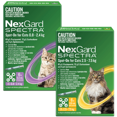 NexGard SPECTRA® Spot-On for Cats offers complete parasite protection, all in one easy, monthly application.