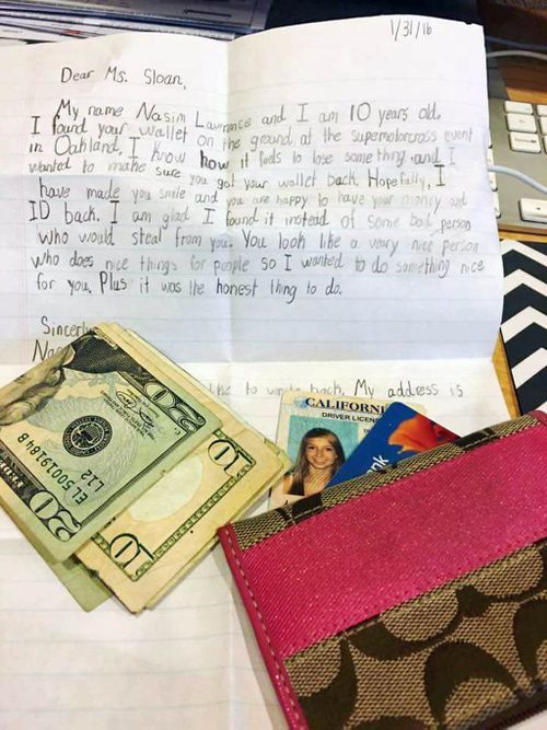 'Hopefully I made you smile': Young Good Samaritan returns lost wallet with heart-warming letter