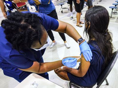 So far, 198 million Americans have received at least one dose of a vaccine. (Photo by Paul Hennessy/SOPA Images/LightRocket via Getty Images)