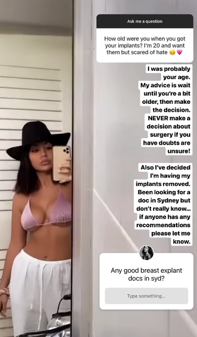 Martha Kalifatidis says she's getting her breast implants removed. 