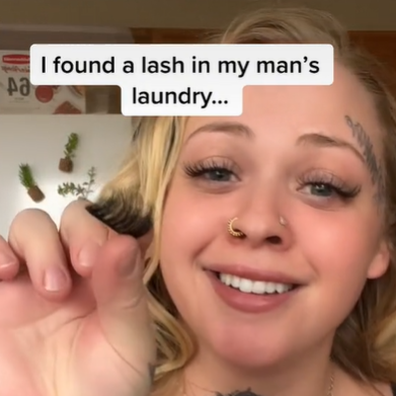 Woman suspects her boyfriend is cheating after finding a fake eyelash in his laundry