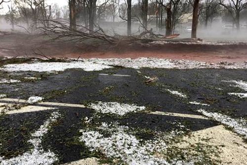 Tennis-ball sized hail has fallen on parts of south-east Queensland today.