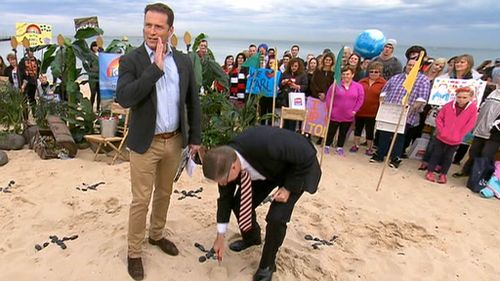 "To fund all that you're going to have to dig for treasure here on the beach to find the cash," Karl Stefanovic said. (9NEWS)