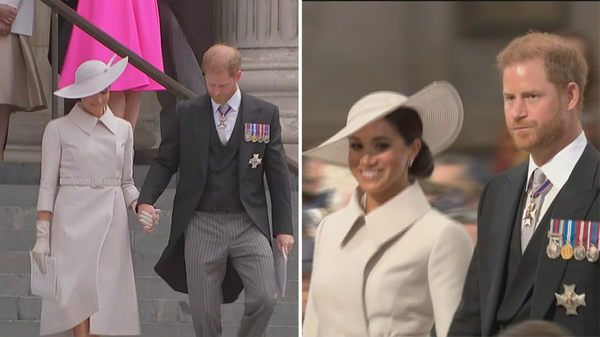 Prince Harry and Meghan 'raise eyebrows' by walking solo into St Paul's Cathedral during the Queen's Platinum Jubilee - 9Honey