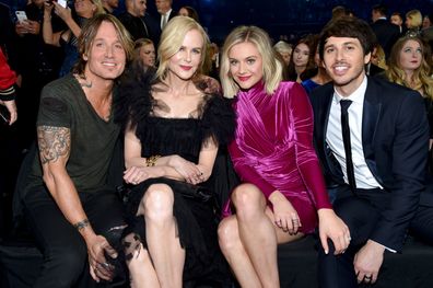 Keith Urban, Nicole Kidman, Kelsea Ballerini and Morgan Evans attend the 52nd annual CMA Awards at the Bridgestone Arena on November 14, 2018 in Nashville, Tennessee.